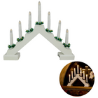 Cheqo® LED Kaarsen - Kandelaar - Kaarsenbrug - Kaarsenstandaard - Hout - 7 Warm Witte LEDs - Met Timer Led-kaarsen