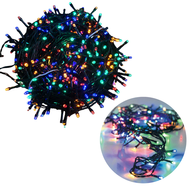 Cheqo® Kerstboomverlichting - Lichtsnoer - Kerstlampjes - Led Verlichting - Kerstverlichting voor Binnen en Buiten - 320 LED's - 24 Meter - Multicolor Kerstboomverlichting