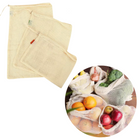 Cheqo® Groente en Fruit Zakjes - Fruitzakjes - Groentezakjes - Vershoudzakken - Herbruikbare Zakjes - Biologisch Katoen - 6 Stuks Vershoudzakken