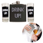 Cheqo® Heupfles met 2 Shotglazen - Veldfles - Drink Up! - Flacon - Drinkfles - RVS met PU Leer Heupfles