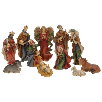 Cheqo® Kerststal Figuren - Kerststalfiguren - Kerstgroep - Kerstbeeldjes - 11-delig Kerststal