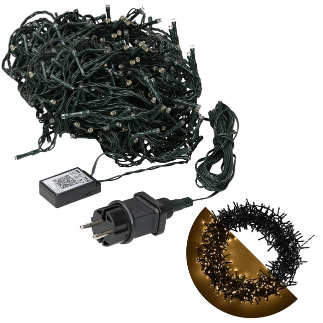 Cheqo® Kerstboomverlichting - Clusterverlichting - Kerstlampjes - Led Verlichting - Kerstverlichting voor Binnen en Buiten - 400 LED - 8 Meter - Binnen en Buiten - Extra Warm Wit Clusterverlichting