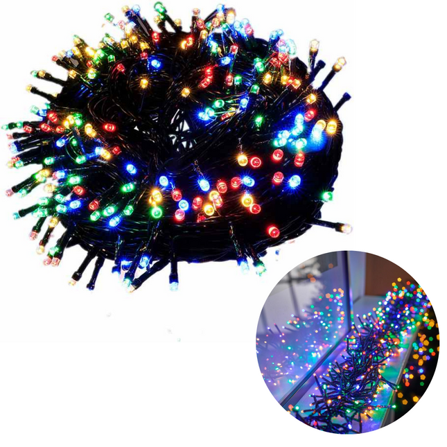 Cheqo® Kerstboomverlichting - Clusterverlichting - Kerstlampjes - Led Verlichting - Kerstverlichting voor Binnen en Buiten - 384 LED - 2.8m - Multicolor Clusterverlichting