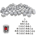 Cheqo® XL Kerstballen Set - Zilveren Kerstballenset - 44 Stuks - Onbreekbaar Plastic - Zilver Kerstballen