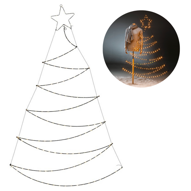 Cheqo® Verlichte Kerstboom - Kerstfiguur - Voor Binnen en Buiten - Kerstdecoratie - Wanddecoratie - Kerstverlichting - 150cm - 150 LED Verlichte Kerstfiguren