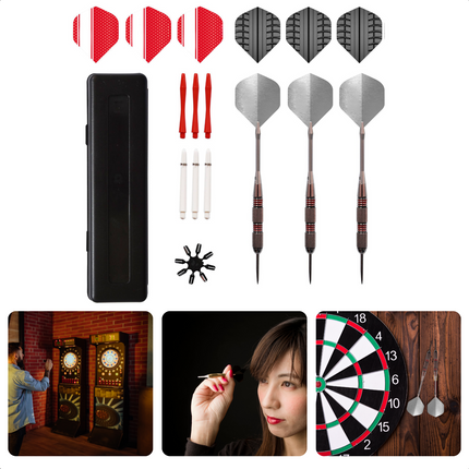 Cheqo® Dartpijlen Set - Darts van 18 Gram - 3 Pijlen - Dartset - Nikkel - Professioneel - Inclusief Accessoires - In Luxe Opbergcase Dartpijlen