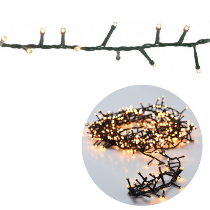Cheqo® Kerstboomverlichting - Micro Clusterverlichting - Kerstlampjes - Led Verlichting - Kerstverlichting voor Binnen en Buiten - 1800 LED's - 36 Meter - Warm Wit Clusterverlichting