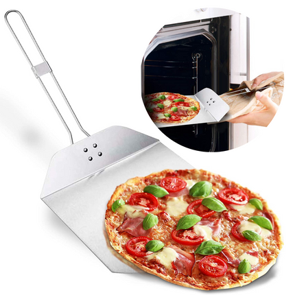 Cheqo® Inklapbare Pizzaschep - Pizza Schep - Pizzaspatel - Taartschep - Keukengerei - Spatel voor BBQ en Oven - RVS - 35x25cm - 34cm Lange Handgreep Pizzaschep