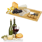 Cheqo® Luxe Kaasplank - Bamboe Hout - Kaasplankje - Serveerplank - Tapasplank - Borrelplank - Inclusief 3 Messen Kaasplank