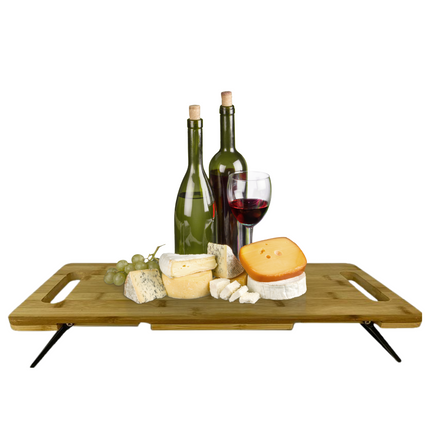 Cheqo® XL Borrelplank - Serveerplank - Tapasplank - Ontbijttafel - Ontbijt op Bed - Multifunctioneel - Uitklapbaar Borrelplank
