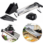 Cheqo® Multifunctionele Groentesnijder - V-Shape Slicer - 5 Inzetsukken - RVS - Mandoline - Keukenmandoline - Keukensnijder - Uiensnijder - 40cm Lang Raspen