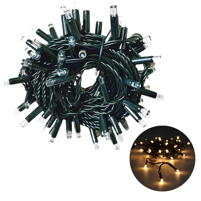 Cheqo® Koppelbare Kerstboomverlichting  - Kerstlampjes - Led Verlichting - Kerstverlichting - 100 LED - 7.5m - Extra Warm Wit Kerstboomverlichting