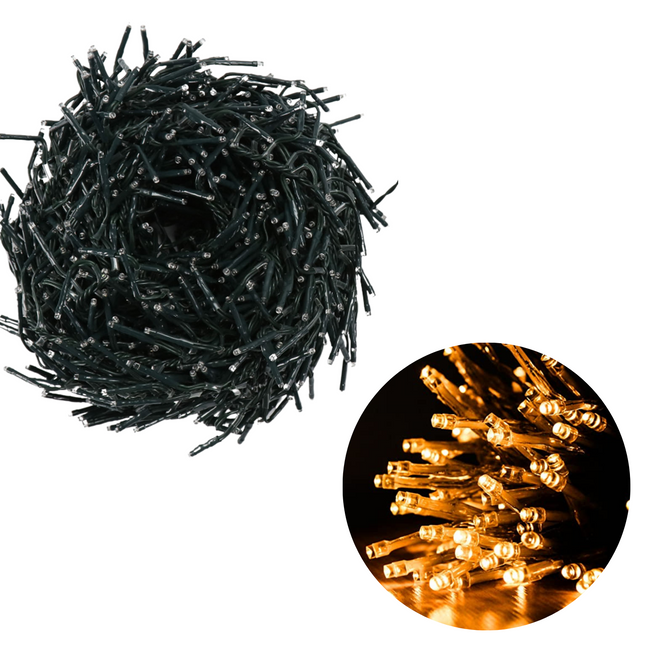Cheqo® Kerstboomverlichting - Micro Clusterverlichting - Kerstlampjes - Led Verlichting - Kerstverlichting voor Binnen en Buiten - 560 LED - 11 Meter - Met Timer en dimmer - Extra Warm Wit Clusterverlichting
