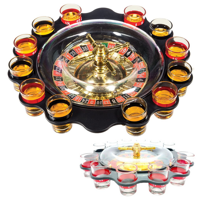 Cheqo® Roulette Drankspel - Roulette Tafel - Drankspelletje - Cadeau - Met 12 Shotglaajes Actiespellen