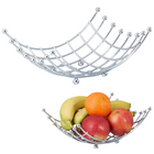 Cheqo® Fruitschaal - Fruitmand - Fruit Opbergmand - Voor lang houdbaar Fruit - Chroom - 32x30cm Fruitschaal