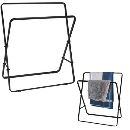 Cheqo® Handdoekhouder - Handdoekrek - Handdoek Houder - Handdoeken Rek - Extra Stevig - Metaal - Zwart - 70x30x81cm Handdoekhouder