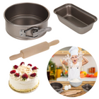 Cheqo® Bakset voor Kinderen - Kinderbakset - Bakgerei voor Kinderen - Springvorm - Deegroller - Cakevorm - Cupcakes Maken - 3-delig Bakset
