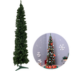 Cheqo® Smalle Kerstboom - Kunstkerstboom Smal - Kerstdecoratie - 592 Takken - Inclusief Standaard - Hoogte 210 cm Kunstkerstbooom