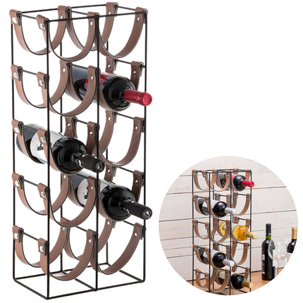Cheqo® Wijnrek - Wijnfleshouder - Flessenrek - Flessenhouder voor 10 Flessen - Metaal - 60cm wijnrek