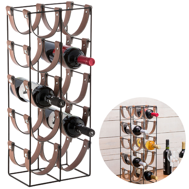 Cheqo® Wijnrek - Wijnfleshouder - Flessenrek - Flessenhouder voor 10 Flessen - Metaal - 60cm wijnrek
