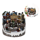 Cheqo® Kerstdorp - Kersttafereel - Kerstdecoratie - Met LED Licht en Bewegende Slee Kerstdorp