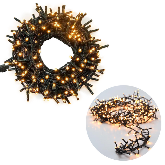 Cheqo® Kerstboomverlichting - Micro Clusterverlichting - Kerstlampjes - Led Verlichting - Kerstverlichting voor Binnen en Buiten - 700 LED's - 14 Meter - Extra Warm Wit Clusterverlichting