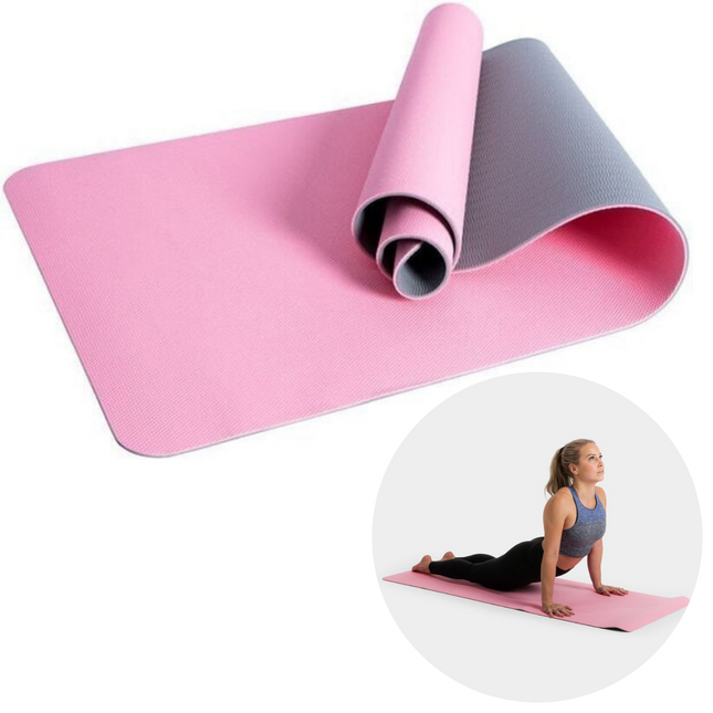Cheqo® PRO FIT Antislip Yogamat - Sportmat - Fitnessmat - 173x58cm - Roze Yogamatten