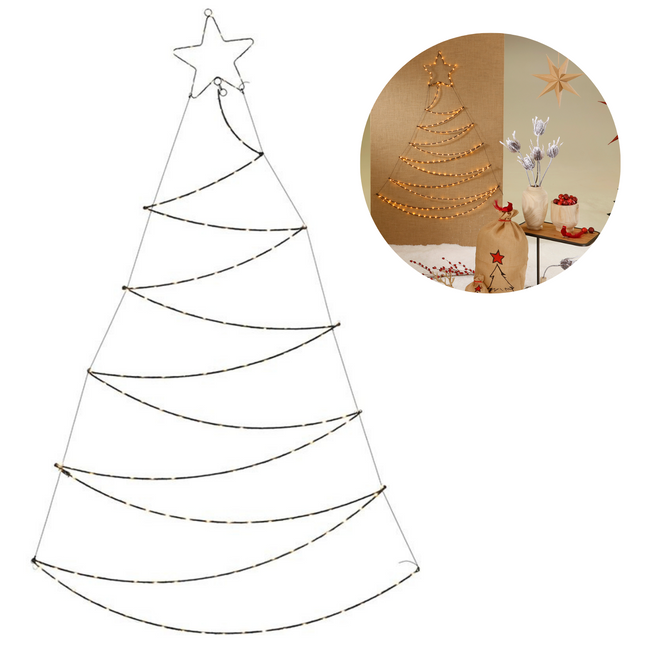 Cheqo® Verlichte Kerstboom - Kerstfiguur - Voor Binnen en Buiten - Kerstdecoratie - Wanddecoratie - Kerstverlichting - 110cm - 125 LED Verlichte Kerstfiguren