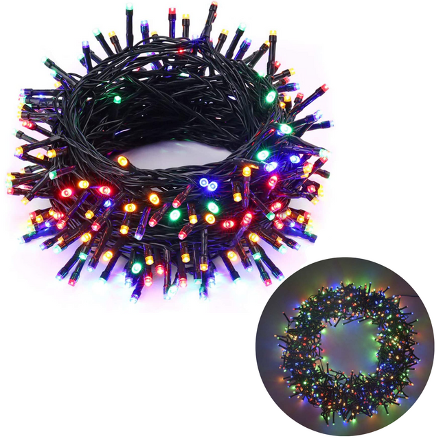 Cheqo® Kerstboomverlichting - Micro Clusterverlichting - Kerstlampjes - Led Verlichting - Kerstverlichting voor Binnen en Buiten - 400 LED - 8 Meter - Multicolor - 8 Functies + Geheugen Clusterverlichting