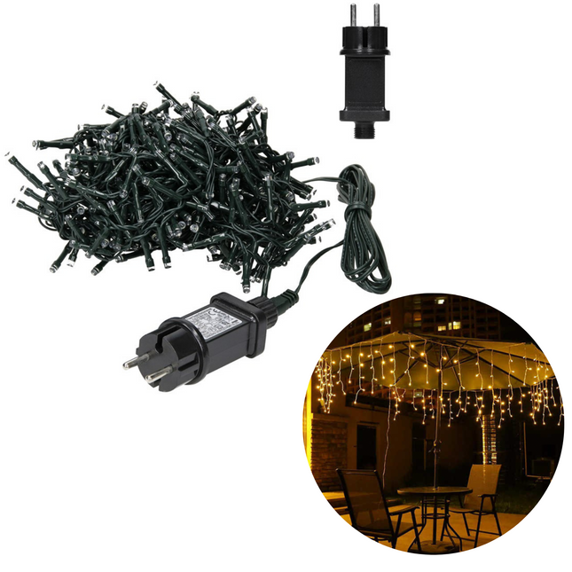 Cheqo® IJspegel Verlichting voor Buiten en Binnen - Lichtgordijn - Gordijnverlichting - Kerstverlichting - Ijspegelverlichting - 90 LED's - 3 meter - warm wit Lichtnet