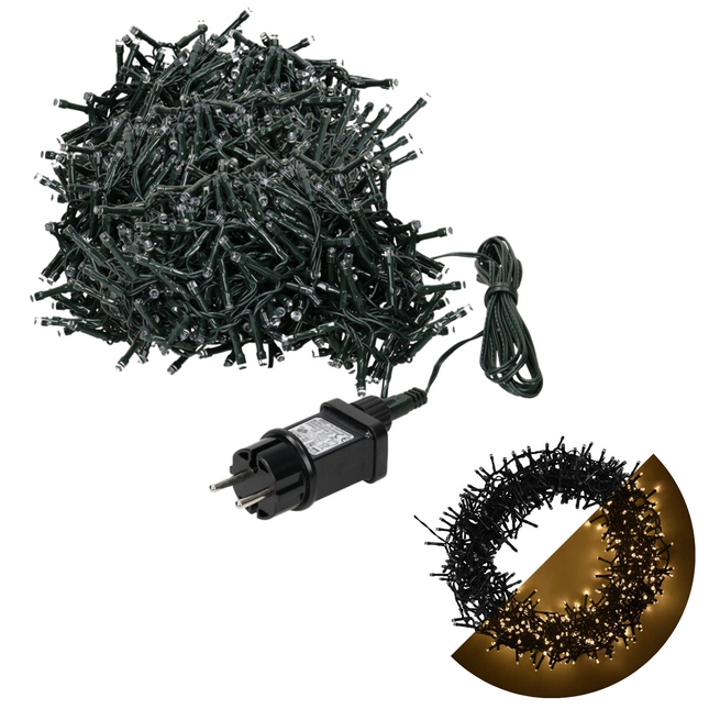 Cheqo® Kerstboomverlichting - Micro Clusterverlichting - Kerstlampjes - Led Verlichting - Kerstverlichting voor Binnen en Buiten - 560 LED - 11 Meter - Binnen en Buiten - Extra Warm Wit Clusterverlichting