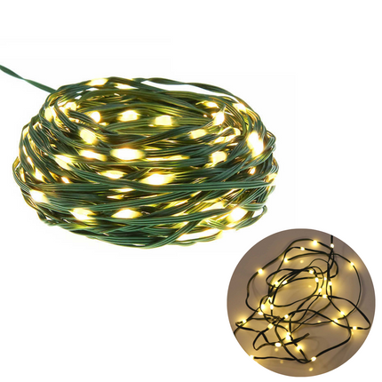 Cheqo® Draadverlichting - Kerstverlichting - Kerstlampjes - Kerstboomverlichting -  Lampjes Slinger - Lichtsnoer - LED Lampjes voor Binnen en Buiten - 80LED - Extra Warm Wit Lichtsnoer