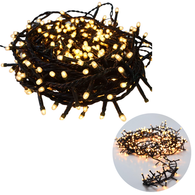 Cheqo® Kerstboomverlichting - Clusterverlichting - Kerstlampjes - Led Verlichting - Kerstverlichting voor Binnen en Buiten - 1800 LED - 8 Meter - 8 Lichtfuncties - Extra Warm Wit Clusterverlichting