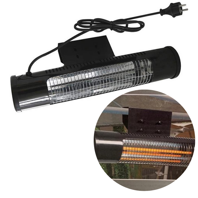 Cheqo® Muur Terrasverwarmer - Infrarood Heater - Infrarood Verwarming - Hangende Terras Verwarmer - Heater - Elektrische Kachel - Bijverwarming - Wandbevestiging - 800W - Energiezuinig - Voor Binnen of Buiten Terrasverwarmer