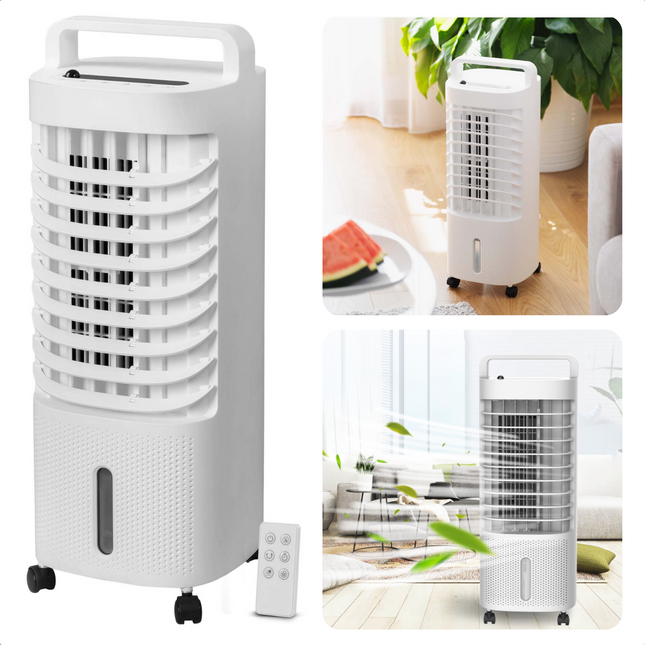 Cheqo® Mobiele Aircooler - Luchtkoeler - Koelen & Bevochtigen - 45W - 3L - 3 Windmodi - LED Display - Met Afstandsbediening - 22x22x60cm Luchtkoeler