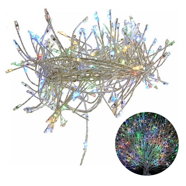 Cheqo® Kerstverlichting - Kerstboomverlichting Zilverdraad - Lichtsnoer - Clusterverlichting - Voor Binnen en Buiten - 240LED - Multicolor Kerstboomverlichting