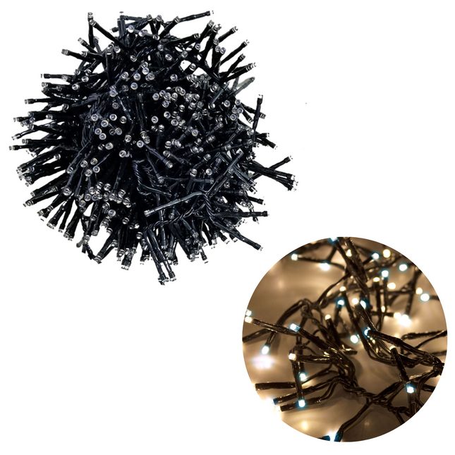 Cheqo® Kerstboomverlichting - Clusterverlichting - Kerstlampjes - Led Verlichting - Kerstverlichting voor Binnen en Buiten - 384 LED - Wit + Warm Wit Clusterverlichting