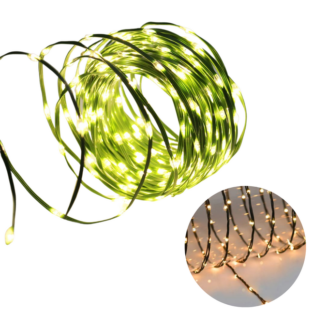 Cheqo® Draadverlichting - Kerstverlichting - Kerstlampjes - Kerstboomverlichting -  Lampjes Slinger - Lichtsnoer - LED Lampjes voor Binnen en Buiten - 24 Meter - 800 LED - Extra Warm Wit Kerstboomverlichting