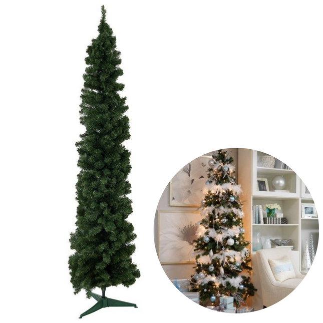 Cheqo® Luxe Kunst Kerstboom - Smalle Kunstkerstboom - Kerstdecoratie - ø75cm - 403 Takjes - 180 cm Kunstkerstbooom