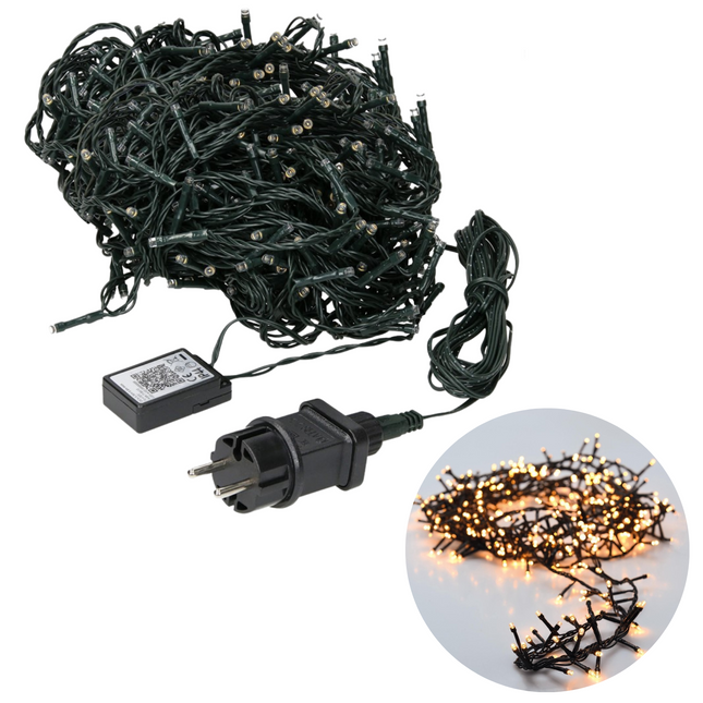 Cheqo® Kerstboomverlichting - Clusterverlichting - Kerstlampjes - Led Verlichting - Kerstverlichting voor Binnen en Buiten - 800 LED - 16 Meter - Warm Wit Clusterverlichting