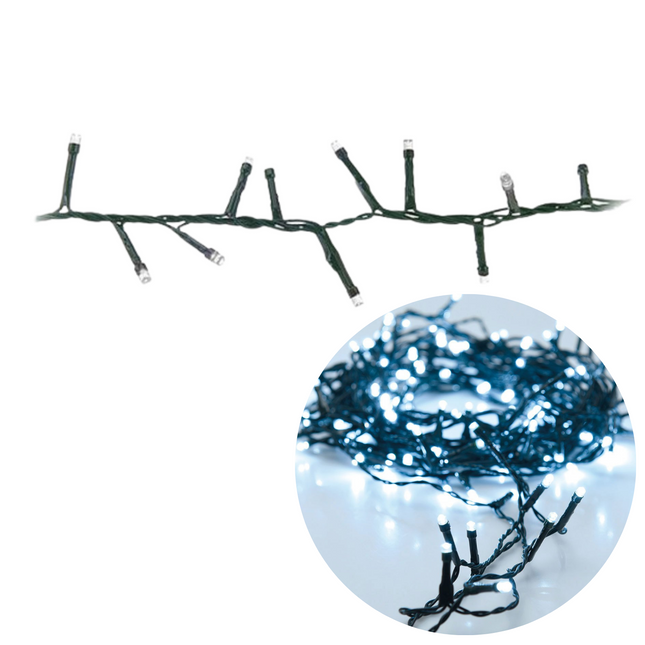 Cheqo® Kerstboomverlichting - Micro Clusterverlichting - Kerstlampjes - Led Verlichting - Kerstverlichting voor Binnen en Buiten - Met Haspel - 1250 LED - 25 Meter - Met Timer - Wit Clusterverlichting
