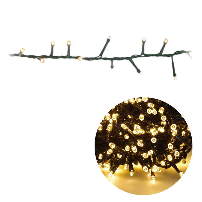 Cheqo® Kerstboomverlichting - Micro Clusterverlichting - Kerstlampjes - Led Verlichting - Kerstverlichting voor Binnen en Buiten - Met Haspel - 750 LED - 15 Meter - Met Timer - Extra Warm Wit Clusterverlichting