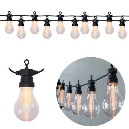 Cheqo® Lichtsnoer - Fairy Lights - Lichtslinger voor Binnen en Buiten - Kerst Verlichting - Tuinverlichting - Feestverlichting - Warm Wit - 10 LED Reflector Bolletjes - 7.5 Meter Lichtsnoeren