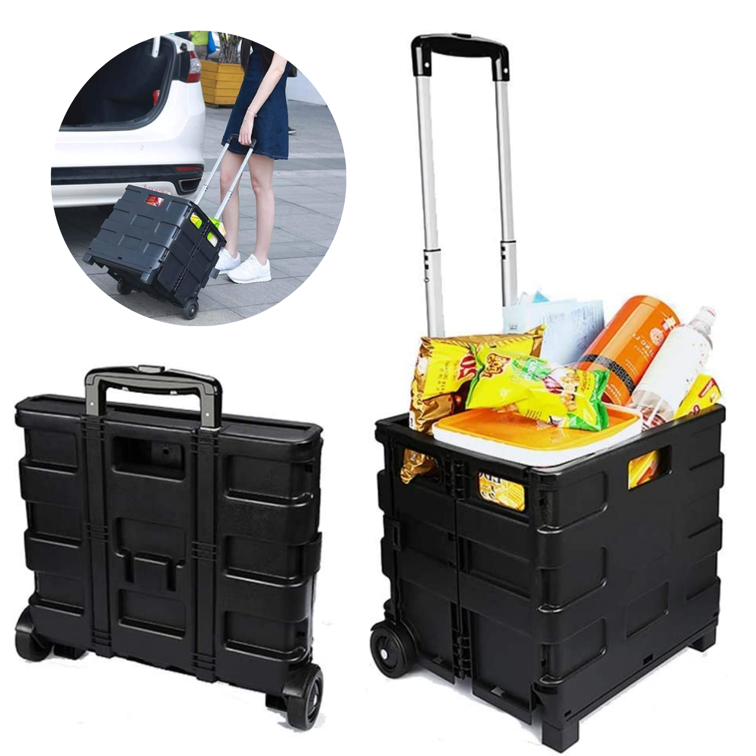 EULANT Opvouwbare opbergdoos opvouwbare boodschappentrollen,Draagbare trolley opbergdoos, maximale capaciteit 60L EULANT Opvouwbare opbergdoos opvouwbare boodschappentrollen,Draagbare trolley opbergdoos, maximale capaciteit 60L