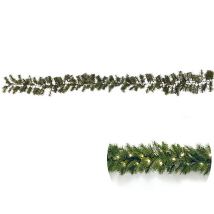 Cheqo® XL Guirlande met Kerstverlichting - Kerstlampjes - Kerstslinger - Warm Wit - 270cm - 150 takjes - 50 LED - Met Timer Functie Guirlande