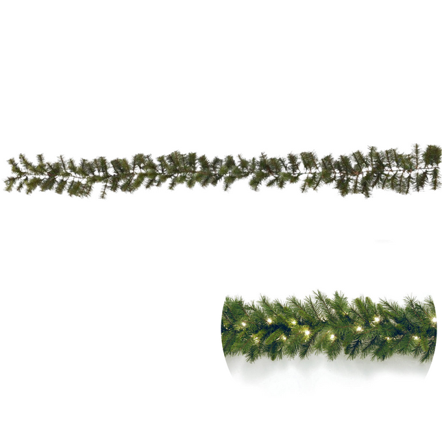 Cheqo® XL Guirlande met Kerstverlichting - Kerstlampjes - Kerstslinger - Warm Wit - 270cm - 150 takjes - 50 LED - Met Timer Functie Guirlande