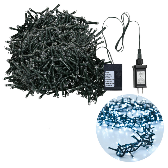 Cheqo® Kerstboomverlichting - Micro Clusterverlichting - Kerstlampjes - Led Verlichting - Kerstverlichting voor Binnen en Buiten - 1500 LED's - 30 Meter - Wit Clusterverlichting