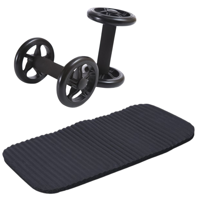 Cheqo® FIT Ab Wheel - Core Wheels - Buikspiertrainer - Buikspierwiel - Trainingswiel - Core Krachttrainers - 2 Stuks - Met Kniemat Buikspierwielen