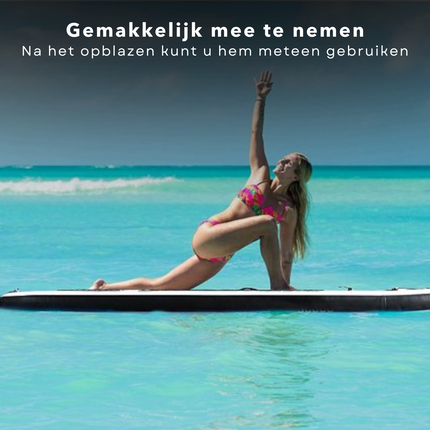 Cheqo® Complete SUP-Set - Opblaasbaar SUP Board - Stand Up Paddle Board - Tot 80kg - EVA Anti-Slip - Verstelbare Peddel - Met Rugzak en Handpomp - Blauw SUP Board