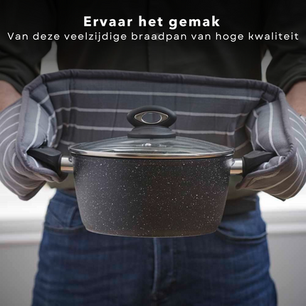 Cheqo® Braadpan Inductie - Ø24cm - 3mm Dikte - Soft Touch Handvat - 1.8kg - Alle Warmtebronnen - Vaatwasserbestendig - Pfoa Vrij - Non-Stick - Keramische Coating Braadpan